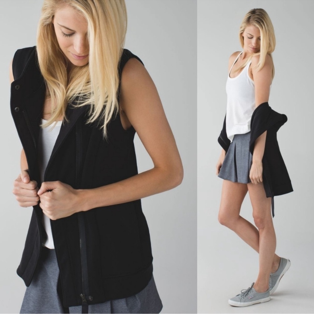 Lululemon Versa Vest Cotton full zip Athletic running black size 6